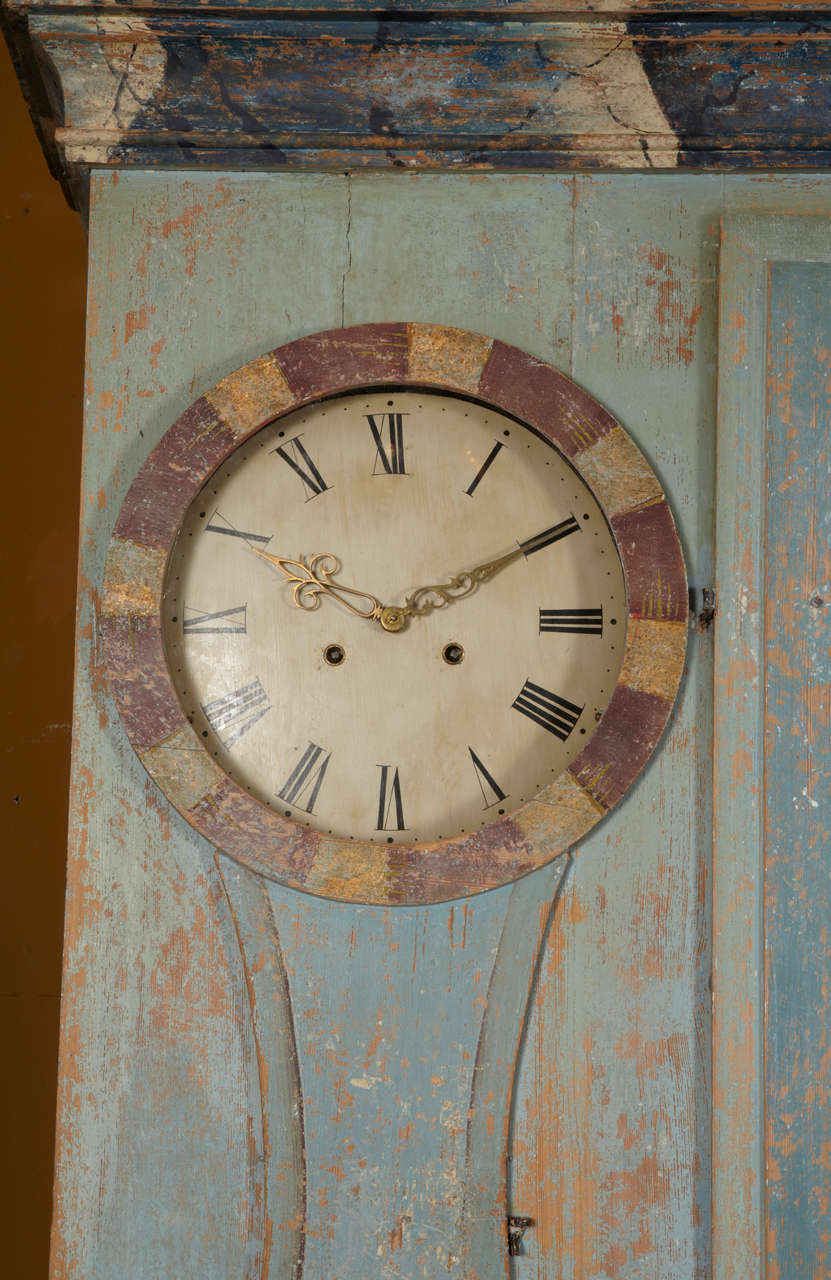 18th C. Regional Swedish Tall Cupboard With Side Clock 1